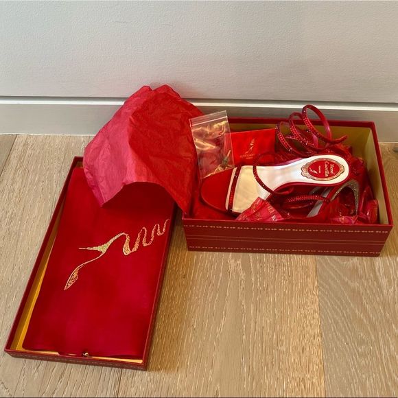 RENE CAOVILLA CLEO SATIN SANDALS - Picture 7 of 10